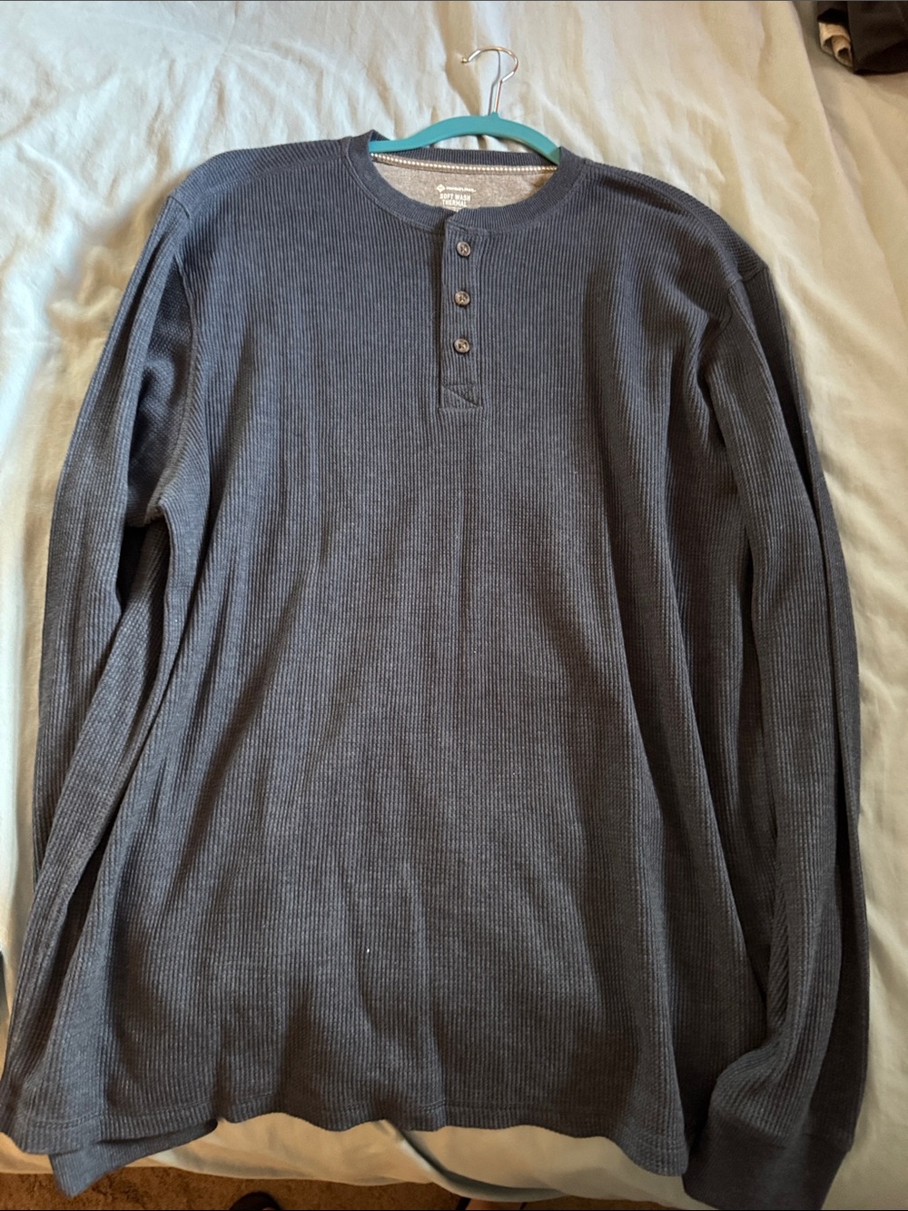 Men's Long Sleeve Henley Thermal Shirt - Charcoal